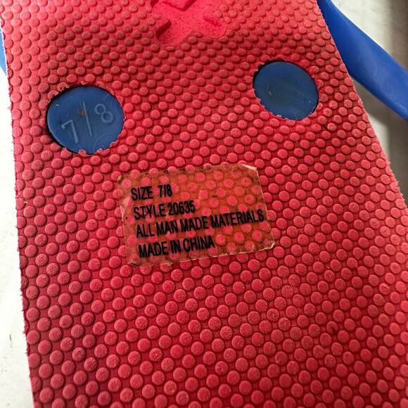 Lilly Pulitzer Size 7 Logo Blue Pink Tropical Flip Flop Sandal Summer Vacation - Picture 6 of 8